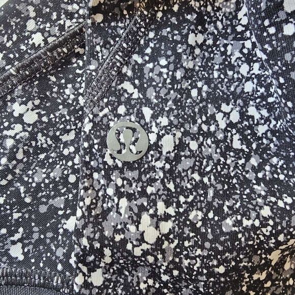 Lululemon Pace Rival Crop Cropped Leggings Paint Splatter White Black Mesh Sz 4 - Picture 3 of 12